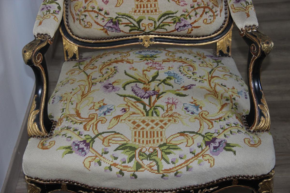 Paire De Fauteuils à La Reine Napoléon III -photo-3