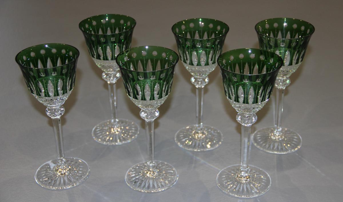 Saint Louis Model Tommy 6 Wine Glasses In Cut Crystal