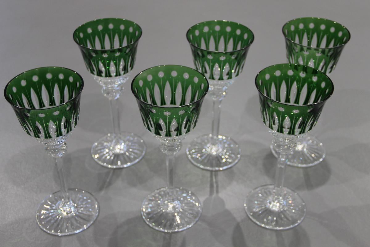 Saint Louis Model Tommy 6 Wine Glasses In Cut Crystal-photo-2