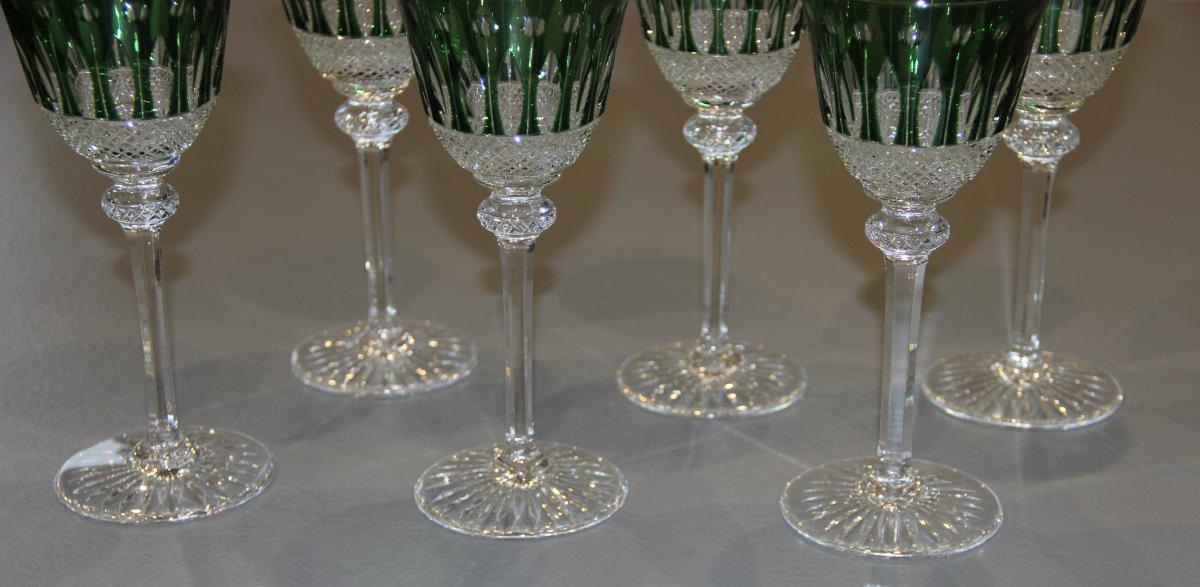 Saint Louis Model Tommy 6 Wine Glasses In Cut Crystal-photo-3