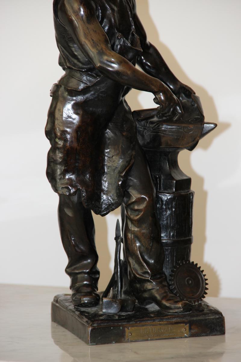 Grande Sculpture En Bronze Adrien Steûer 1853-1913 Salon Des Beaux Arts -photo-2