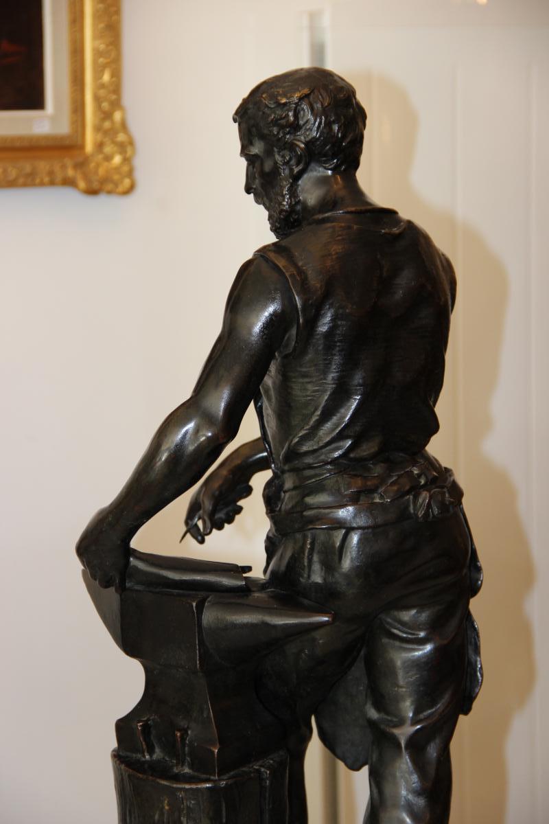 Grande Sculpture En Bronze Adrien Steûer 1853-1913 Salon Des Beaux Arts -photo-2
