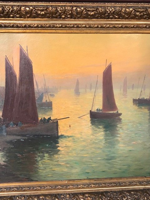 Paul Philippe 1870-1930 Retour De Pêche  à Concarneau au Crépuscule -photo-3