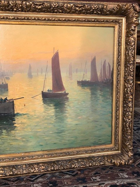 Paul Philippe 1870-1930 Retour De Pêche  à Concarneau au Crépuscule -photo-4