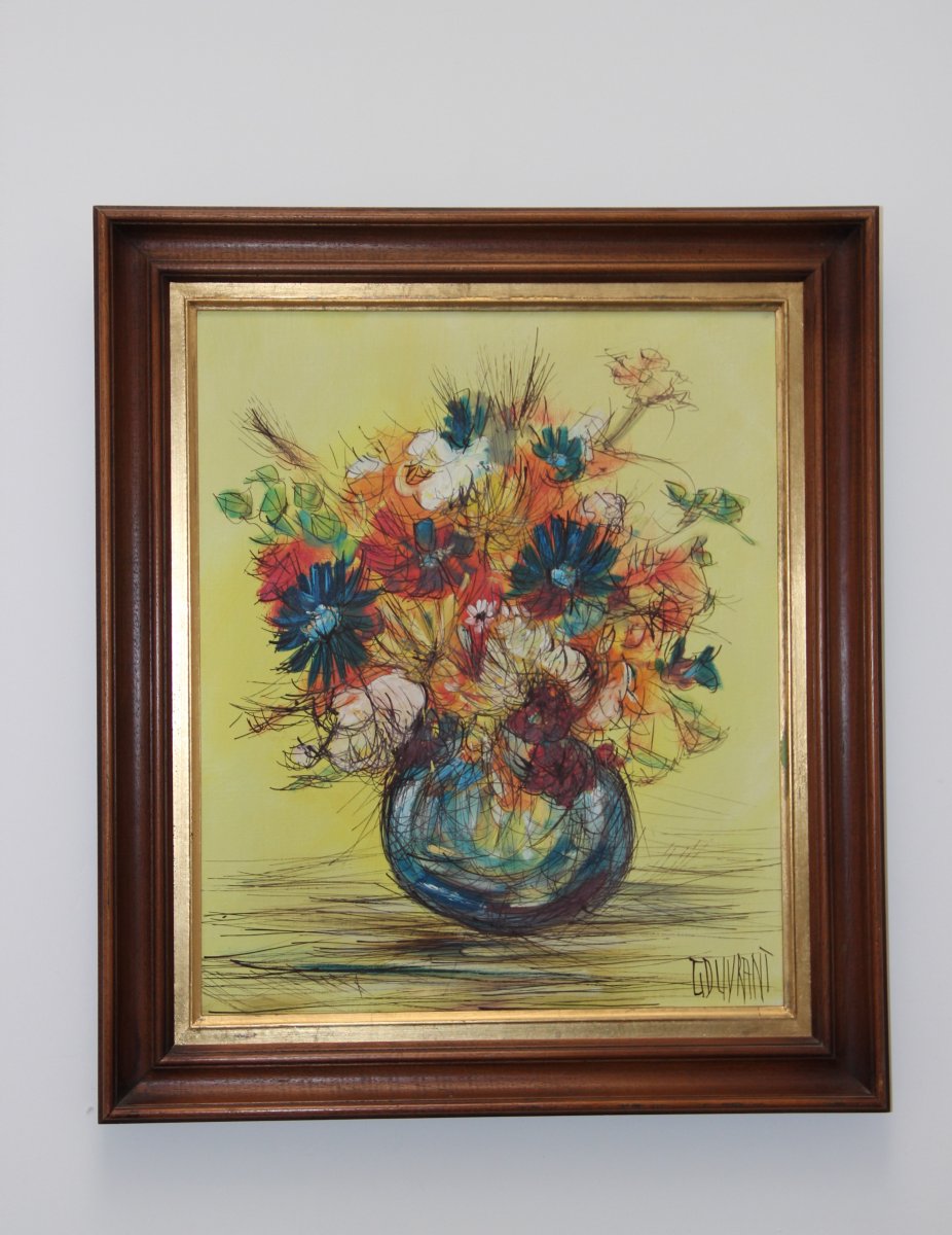 Peinture De Gérard Gouvrant ( 1946 )  Bouquet De Fleurs 