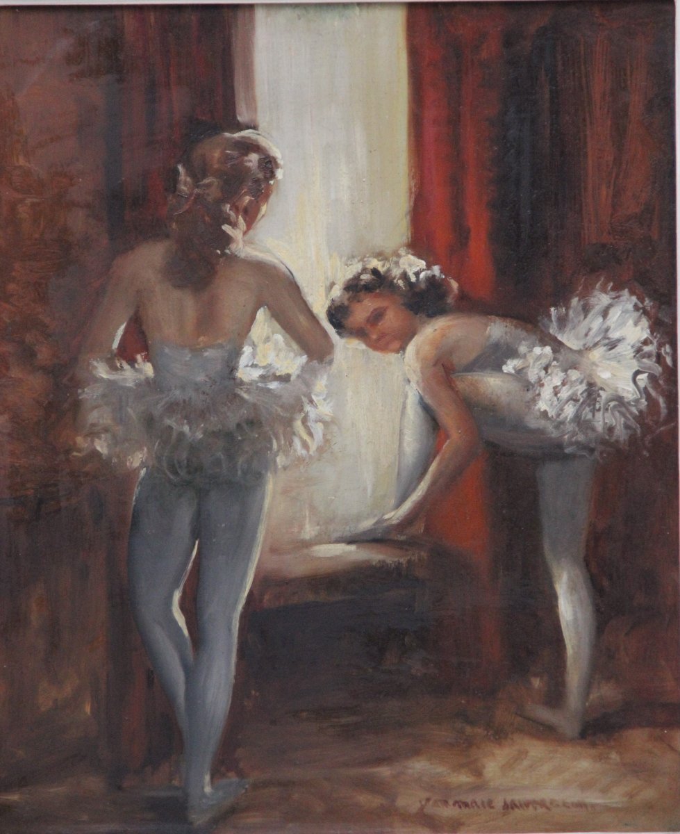 Peinture Impressionniste Représentant Des Danseuses En Tutu  XXème -photo-2