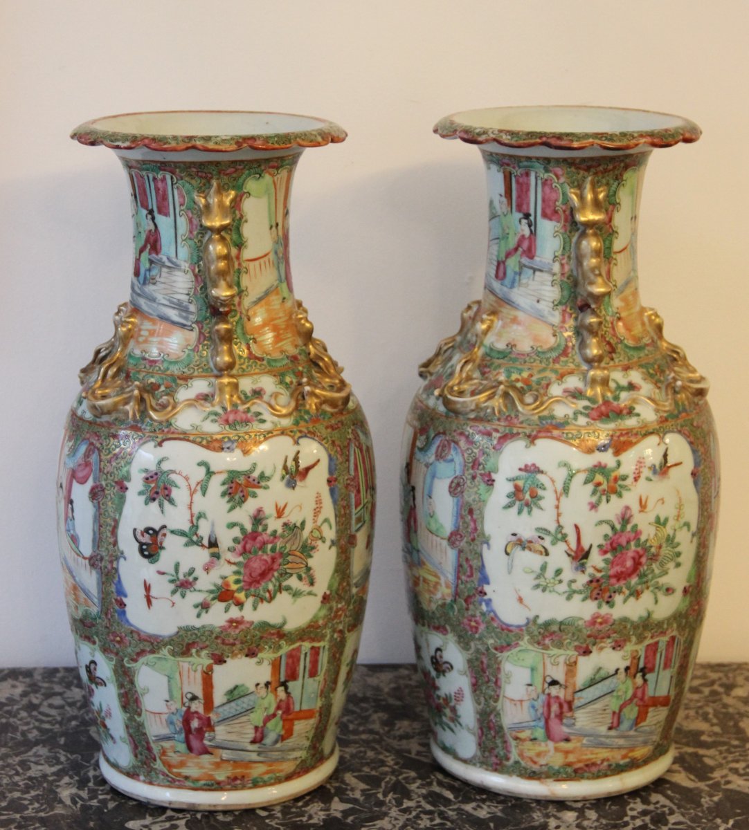 Paire De Vases En Porcelaine De Chine  Canton -photo-2