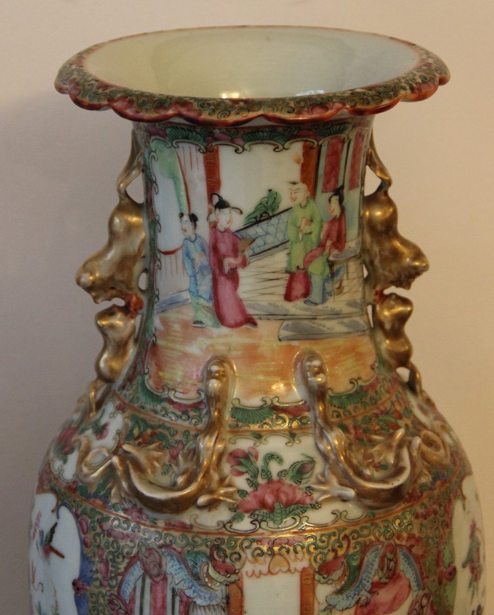 Paire De Vases En Porcelaine De Chine  Canton -photo-2