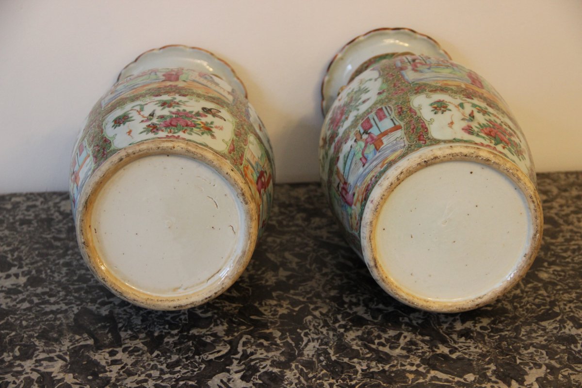 Paire De Vases En Porcelaine De Chine  Canton -photo-7