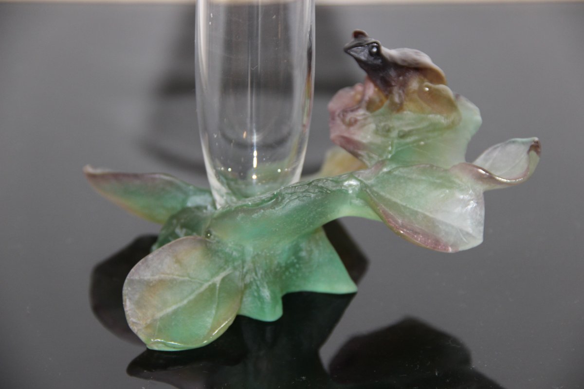 Daum France Frog Vase In Crystal And Glass Paste-photo-3