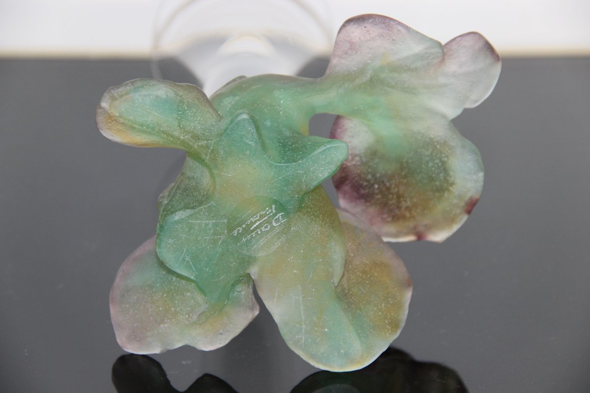 Daum France Frog Vase In Crystal And Glass Paste-photo-2