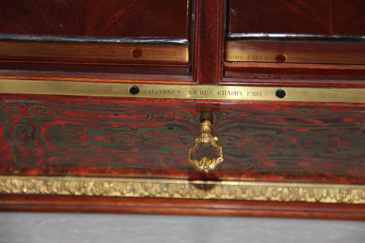 Coffret  / Boite à Thé En Marqueterie Boulle Théodore Annee à Paris XIXème-photo-3