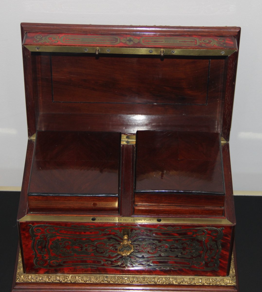 Coffret  / Boite à Thé En Marqueterie Boulle Théodore Annee à Paris XIXème-photo-6