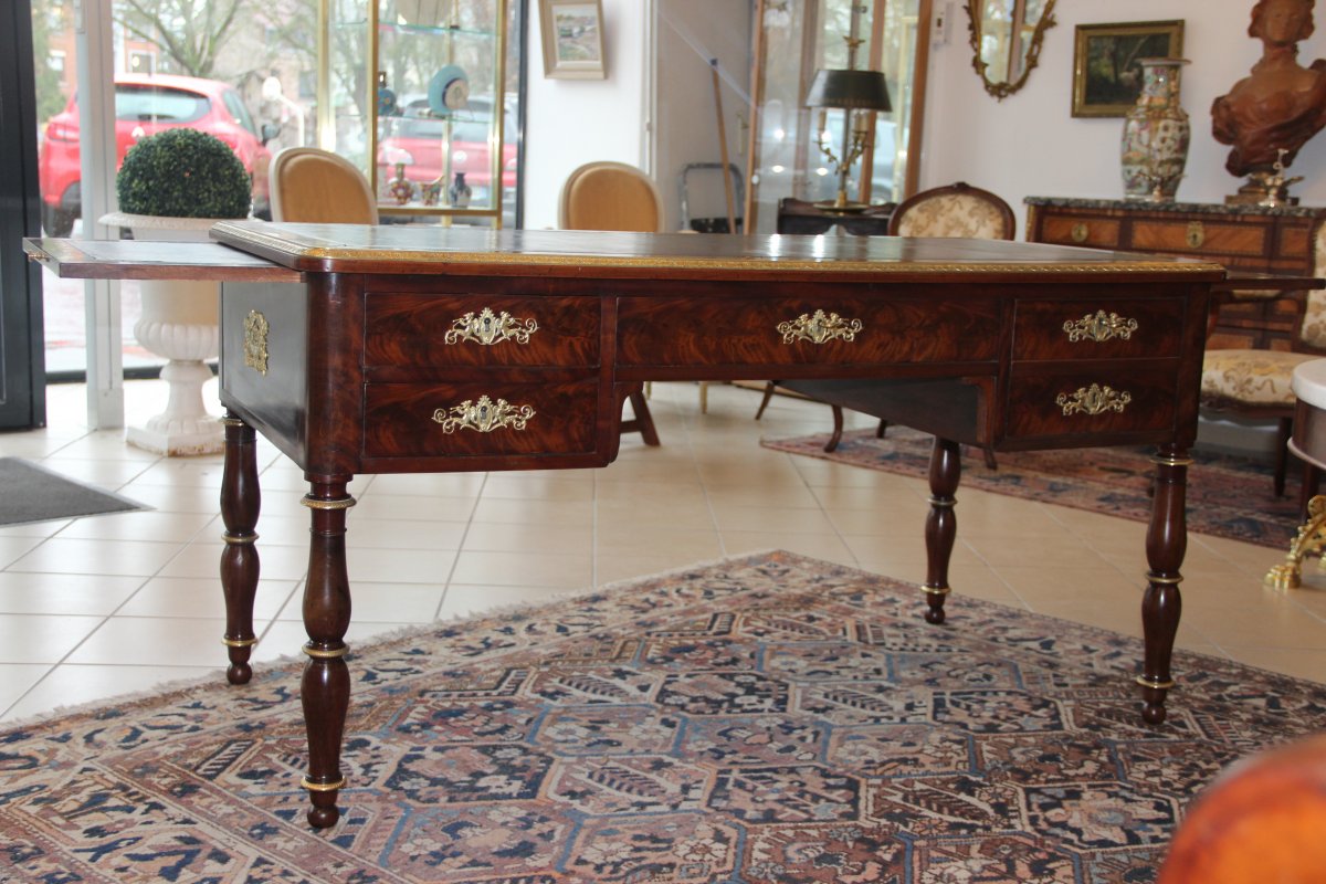 Bureau Plat d'époque Empire Restauration En Acajou Pieds Jacob-photo-4