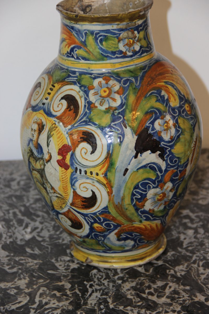 Venise XVIéme Paire De Vases Boule Décor Polychrome -photo-4