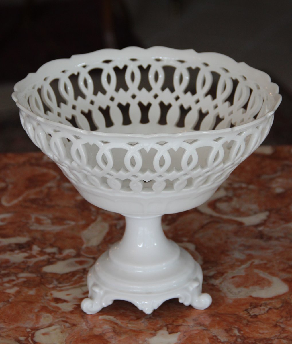 Paire De Coupes Ajourées En Porcelaine De Paris D époque  XIXème -photo-3