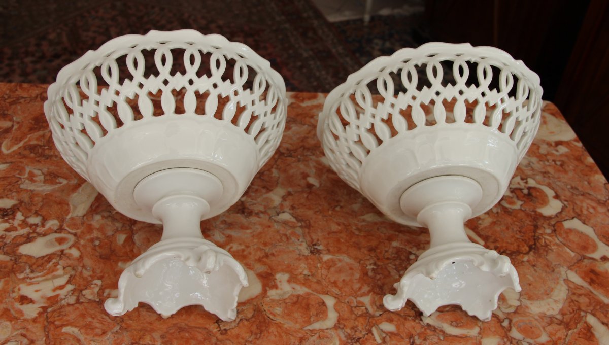 Paire De Coupes Ajourées En Porcelaine De Paris D époque  XIXème -photo-2