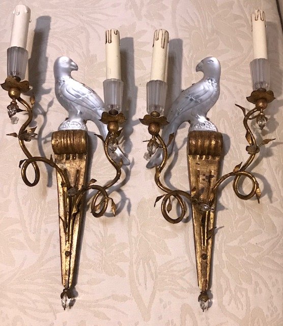 Paire d'Appliques aux Perruches Style Bagues -photo-1