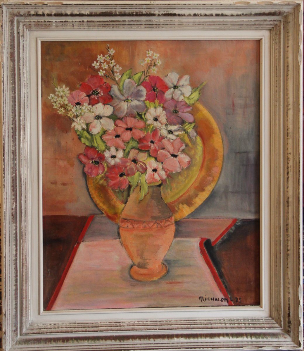 Still Life With Flowers Oil / Canvas Signature To Be Determined XXth