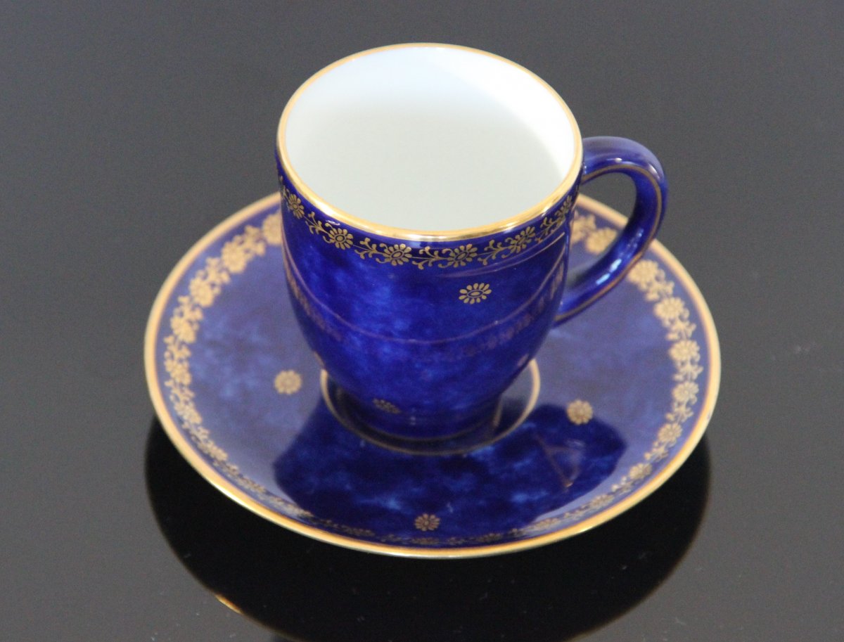 Tête à Tête En Porcelaine De Sèvres Bleu Nuit 1921-photo-2