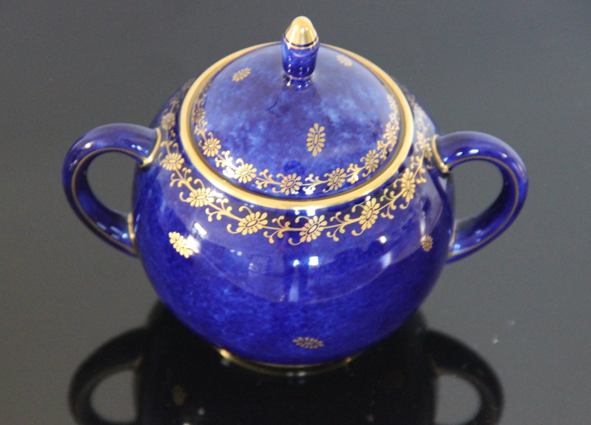 Tête à Tête En Porcelaine De Sèvres Bleu Nuit 1921-photo-3
