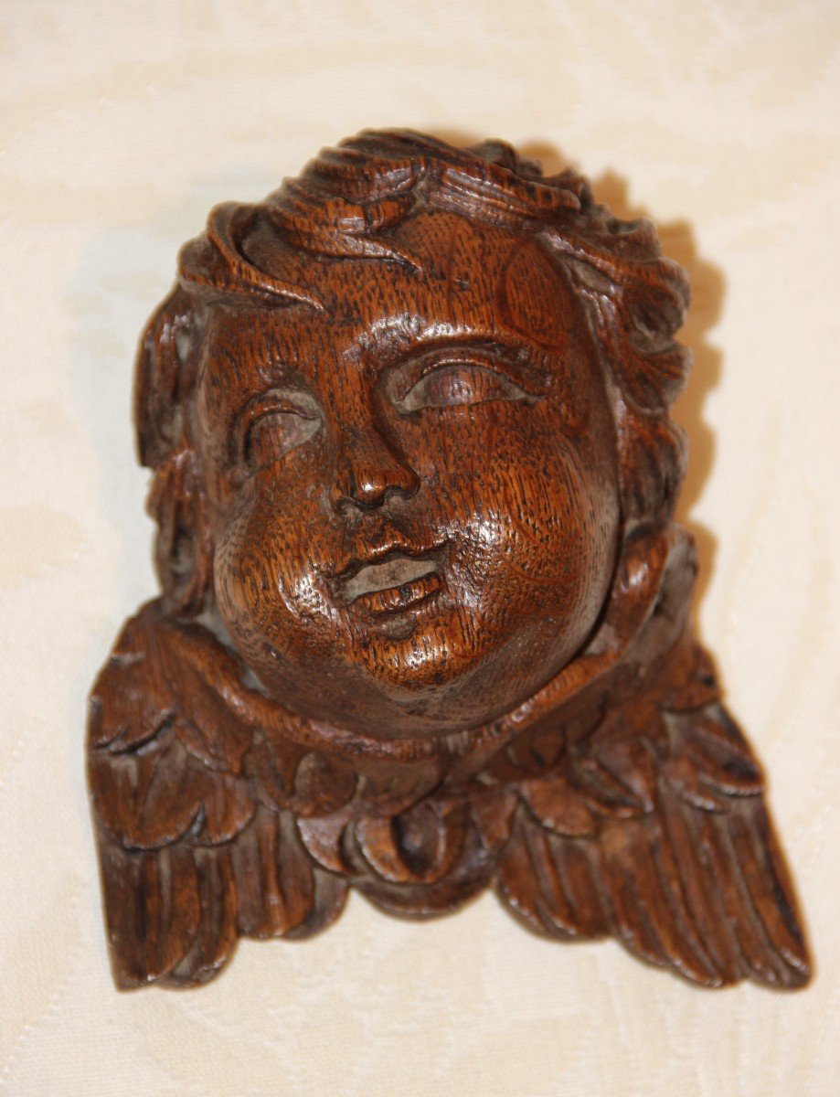 Têtes D'angelots En Bois Sculptés  XVIIIéme -photo-3
