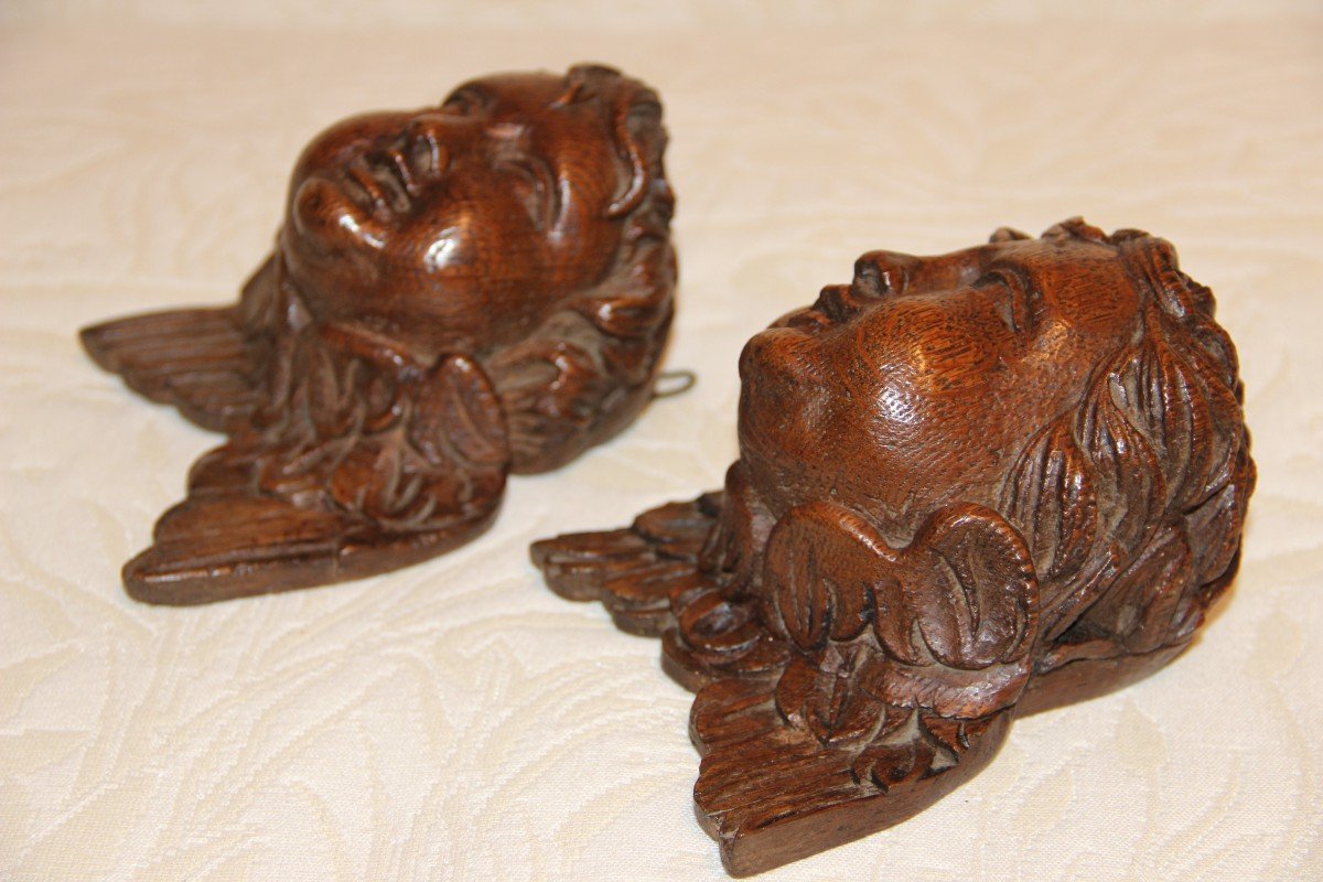 Têtes D'angelots En Bois Sculptés  XVIIIéme -photo-4