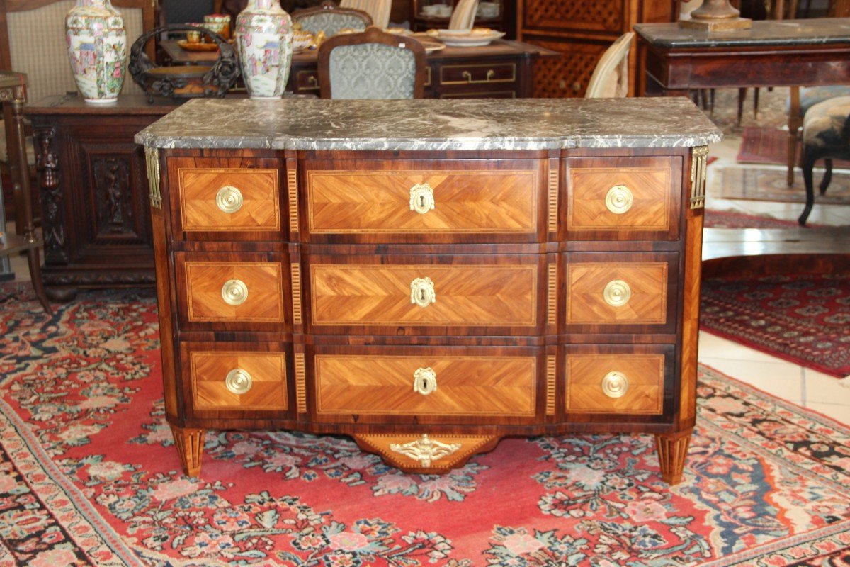 Commode d'époque Louis XVI en Marqueterie -photo-2