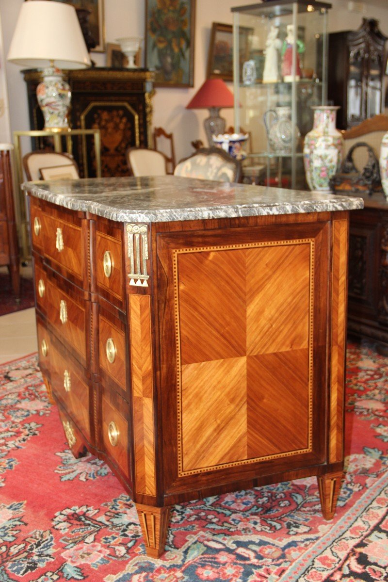 Commode d'époque Louis XVI en Marqueterie -photo-6