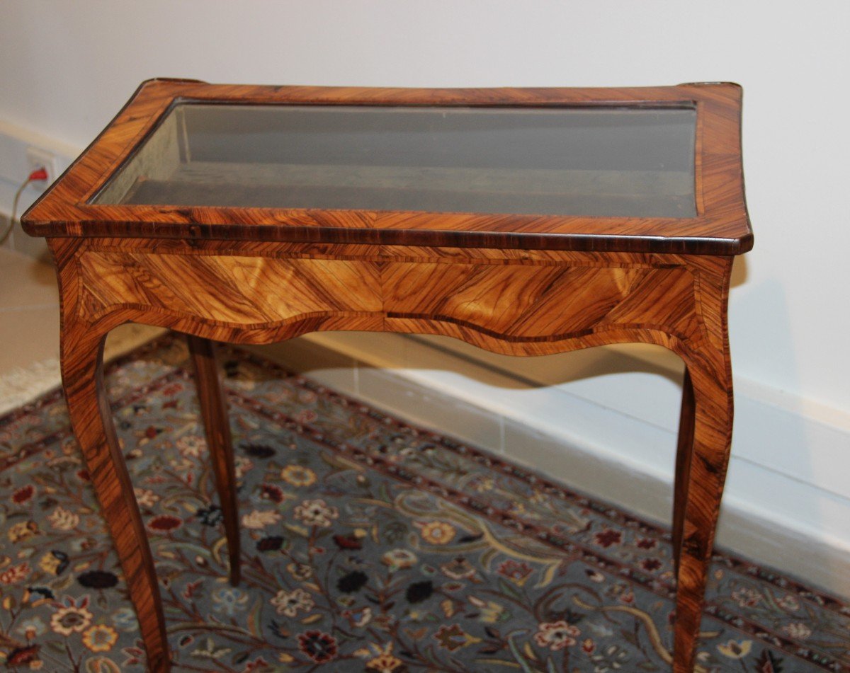 Flying Table Forming Louis XV Showcase In Marquetry-photo-2