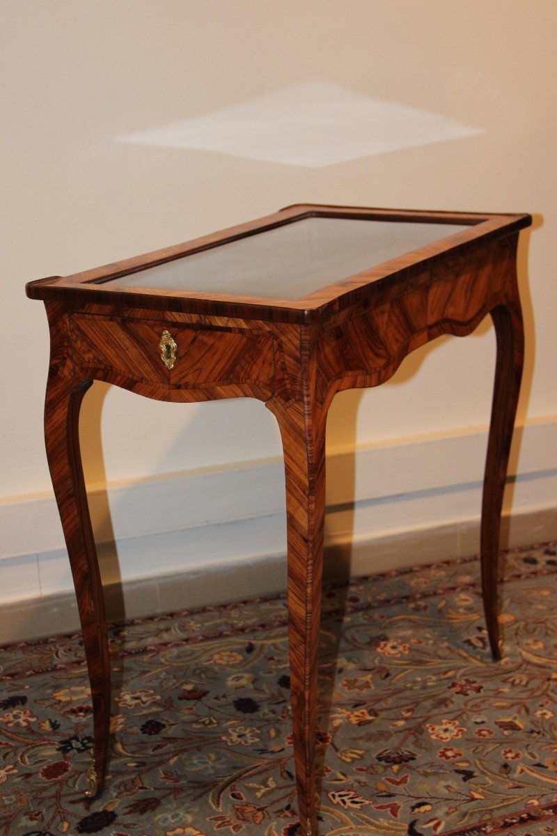 Flying Table Forming Louis XV Showcase In Marquetry-photo-7