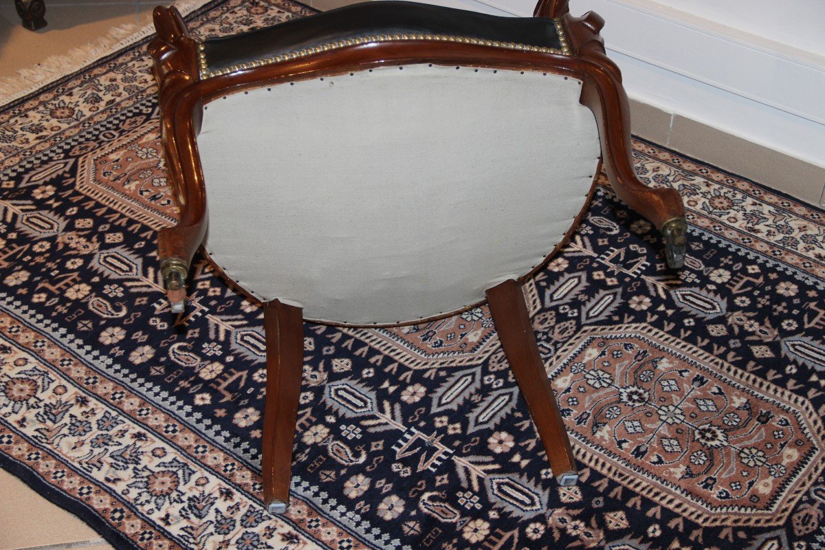 Fauteuil De Bureau En Acajou Et Cuir d'époque XIX ème -photo-7