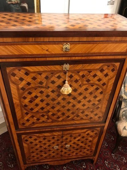 Secrétaire de Dame Louis XVI en Marqueterie de Cubes-photo-6