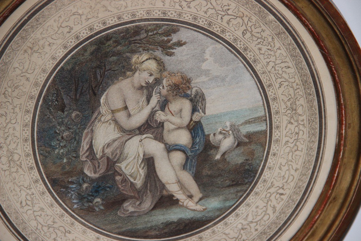 Paire De Gravures En Couleurs  De Bartolozzi 1727-1815 d'Après Cipriani-photo-3