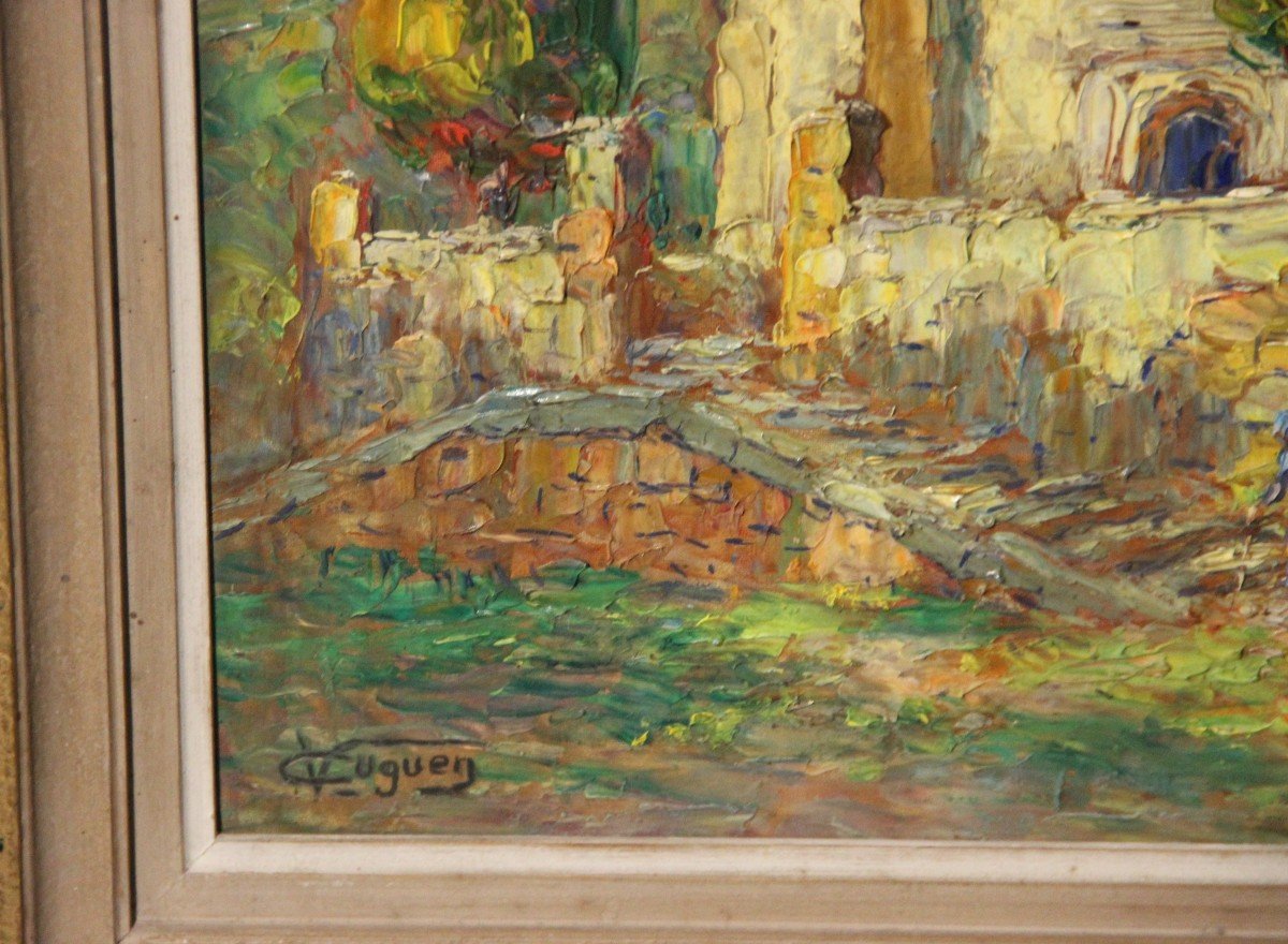 Painting By Victor Louis Cuguen 1882-1969 Chapel In Provence-photo-3