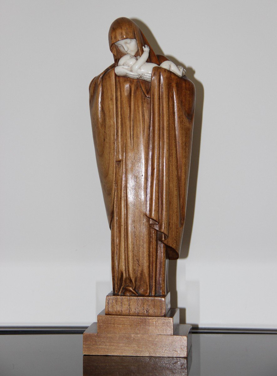 Heuwelmans Lucienne 1881-1944  Vierge à l'Enfant  Chryséléphantine