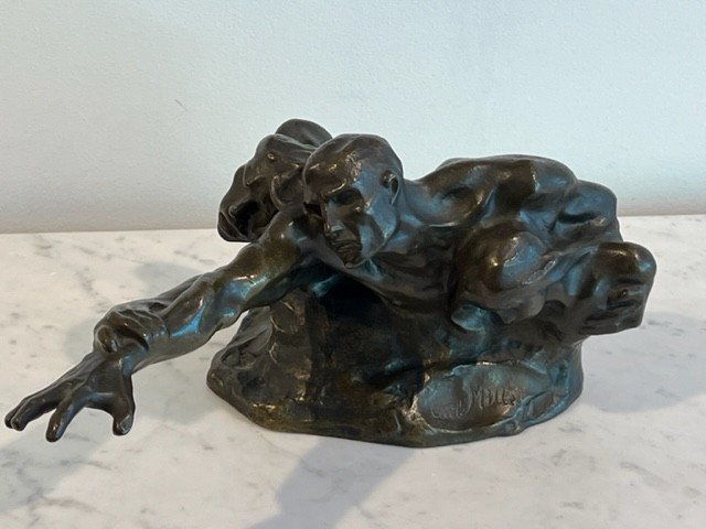 Sculpture En Bronze De Carl Milles 1875-1955  Lutte Pour La Vie  -photo-2