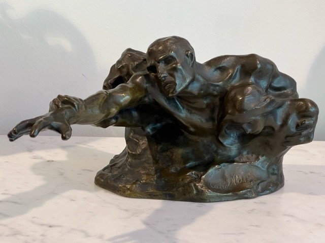 Sculpture En Bronze De Carl Milles 1875-1955  Lutte Pour La Vie  