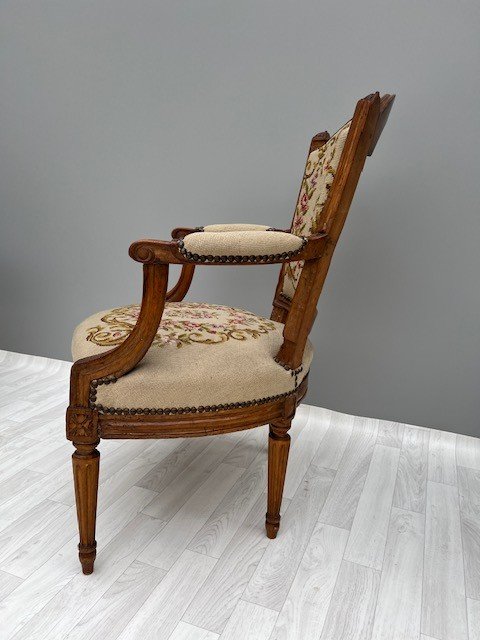 Louis XVI Cabriolet Armchair Stamped Louis Aubry-photo-1