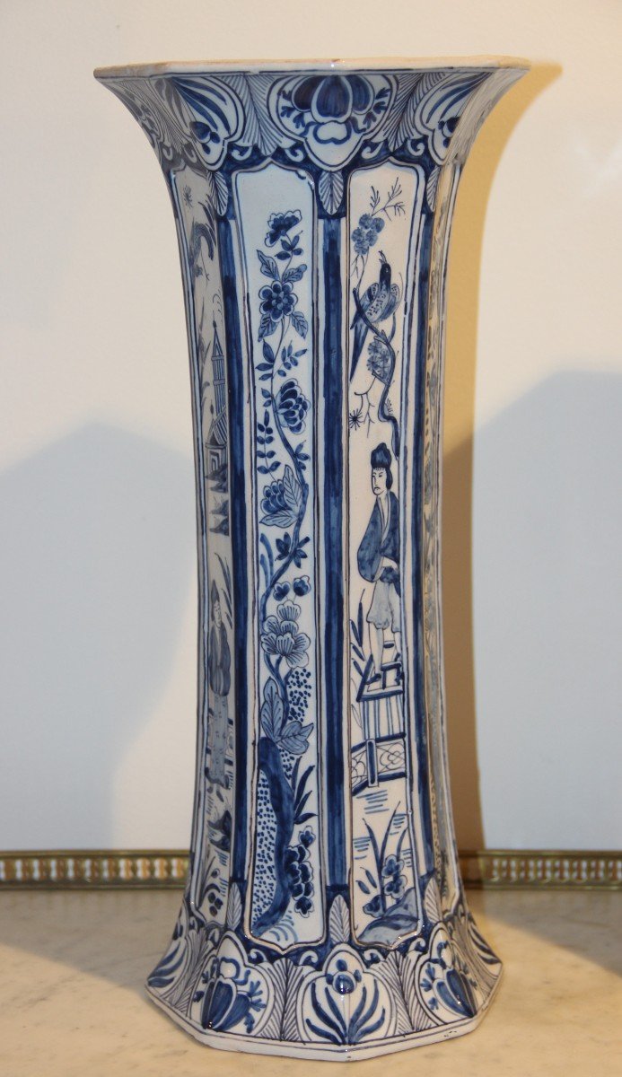 Paire De Vases De Delft Début XVIIIéme De Roos Décor Chinois -photo-2