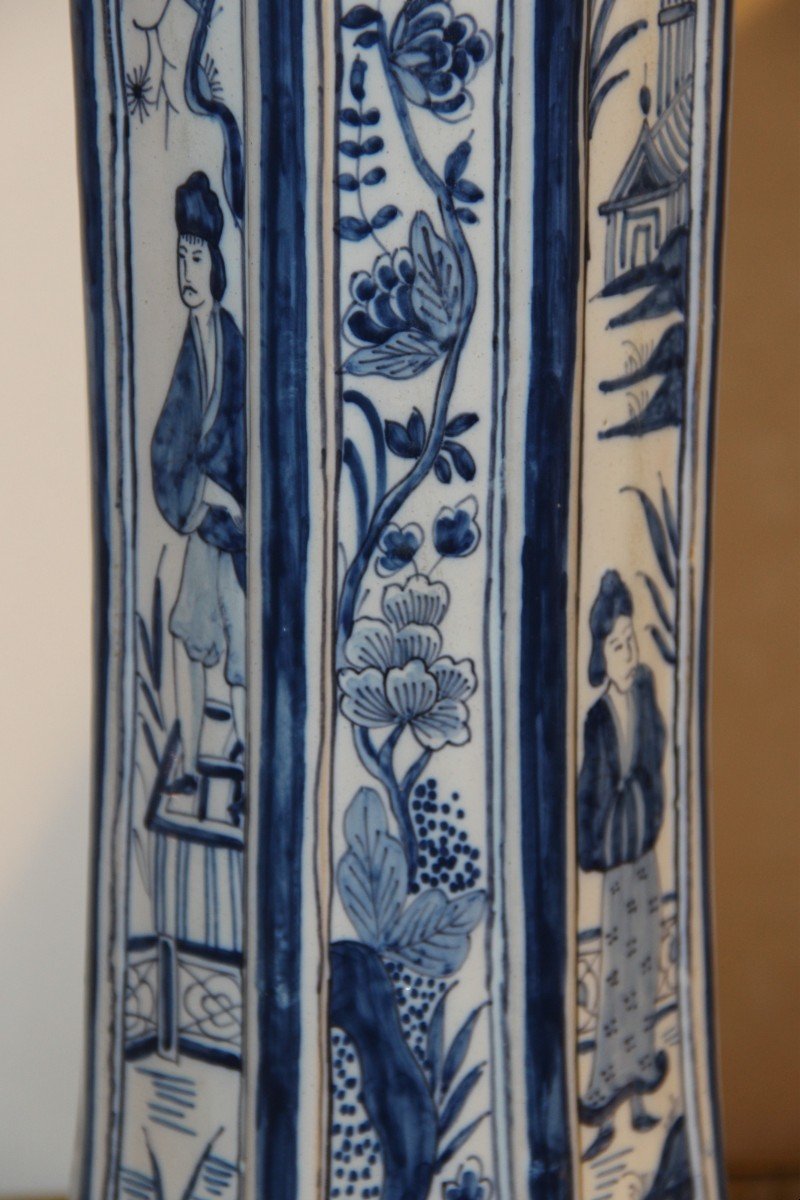 Paire De Vases De Delft Début XVIIIéme De Roos Décor Chinois -photo-4
