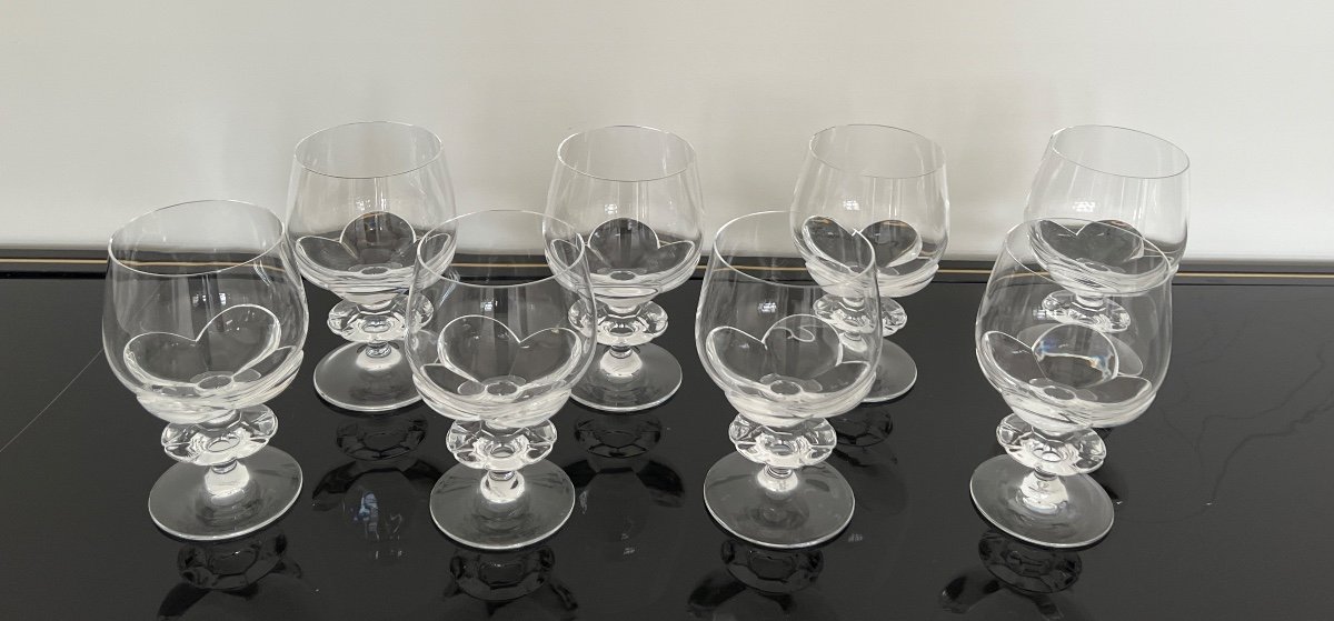 Lalique Model Blois 8 Crystal Wine Glasses-photo-2