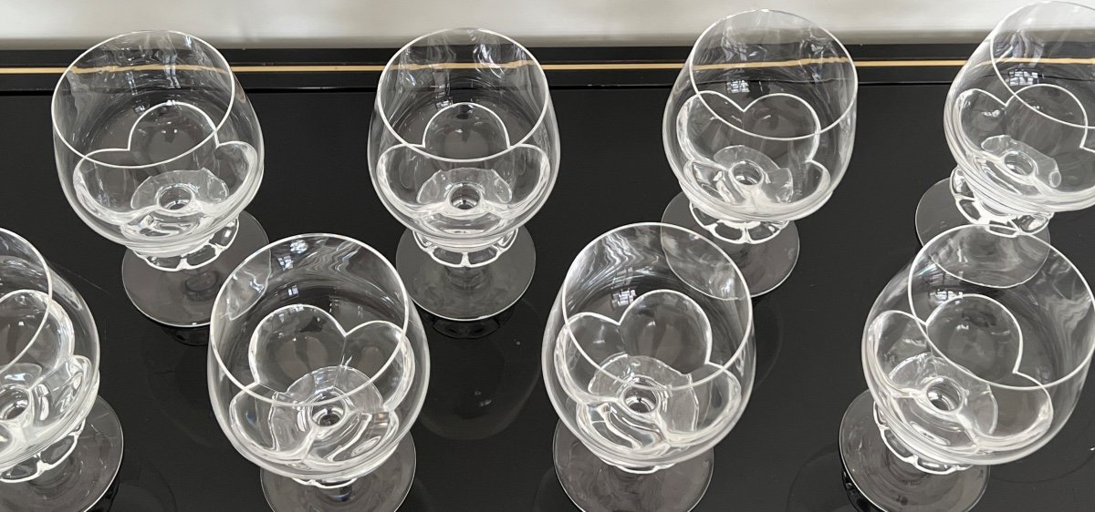 Lalique Model Blois 8 Crystal Wine Glasses-photo-3