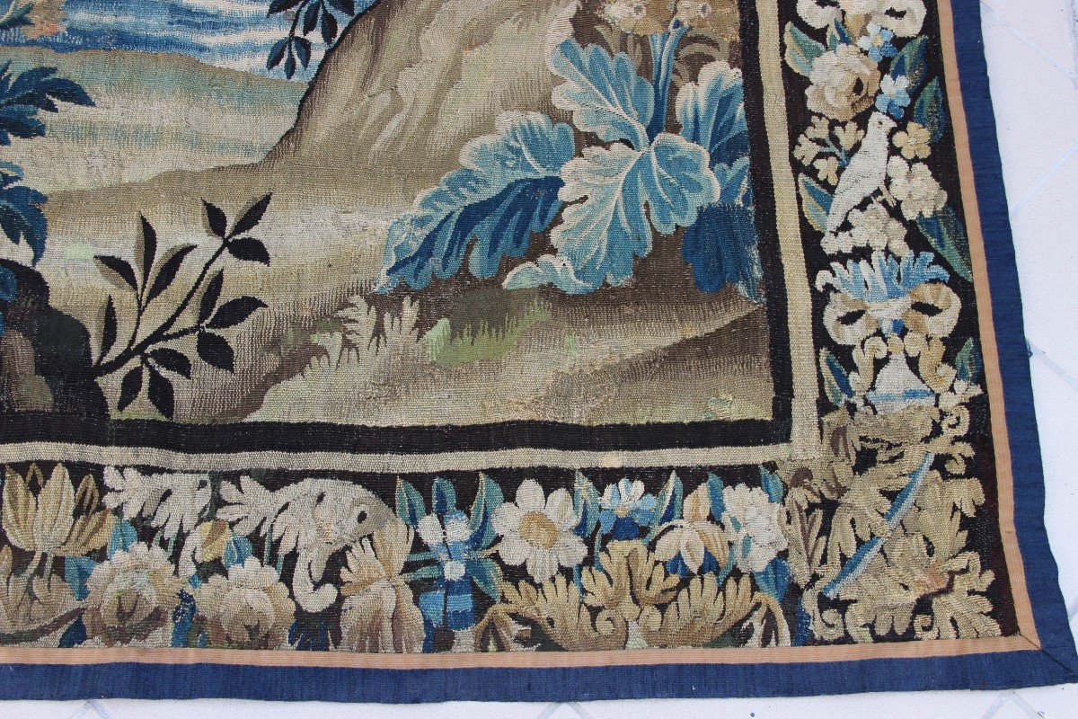 Aubusson Tapestry, XVIIIth Castle Decor Wooded Landscape Volatiles-photo-4