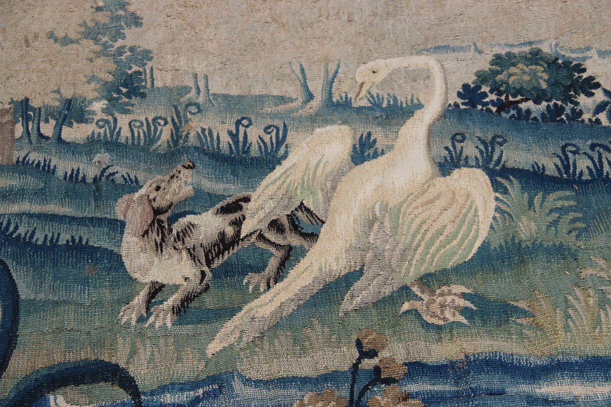 Aubusson Tapestry, XVIIIth Castle Decor Wooded Landscape Volatiles-photo-3