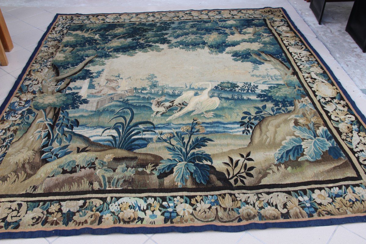 Aubusson Tapestry, XVIIIth Castle Decor Wooded Landscape Volatiles-photo-7