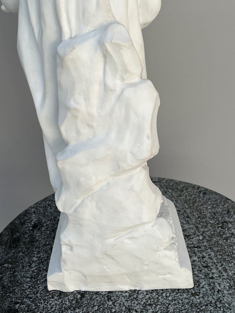 Grande Statue En Porcelaine Jeune Femme à La Mandoline Signé Mignon Mosbach-photo-8