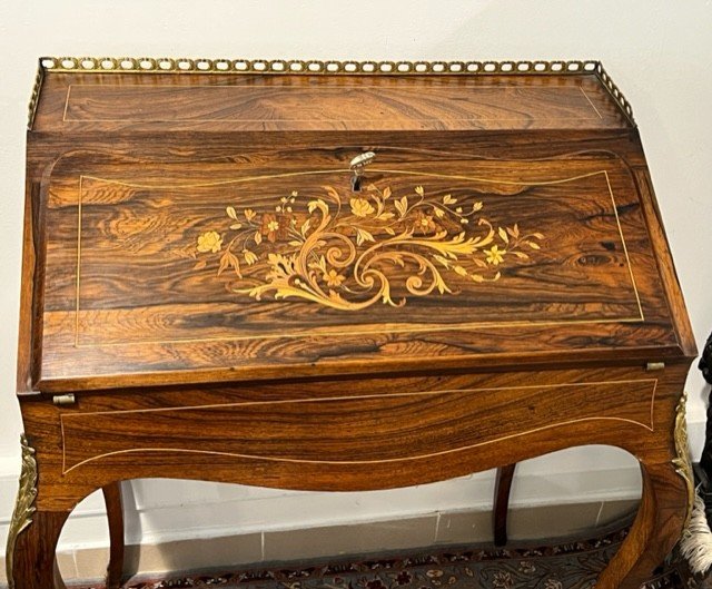 Bureau  Bonheur Du Jour  Napoléon III En Marqueterie -photo-1