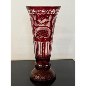 Large Bohemian Crystal Vase