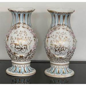 Porcelain Vases From Old Paris Floral Decor